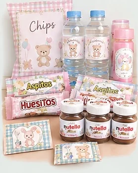 Kit de fiesta Signature con chips, aguas y dulces personalizados