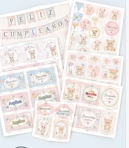 Kit digital con diseños de fiesta para imprimir en casa