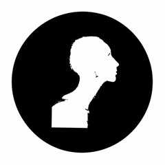 Logotipo de Foto Aledo: perfil blanco en un círculo negro